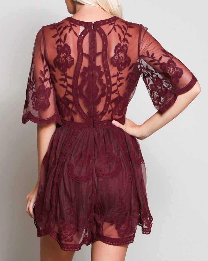 Honey Punch - As You Wish Embroidered Lace Romper (Women) - More Colors