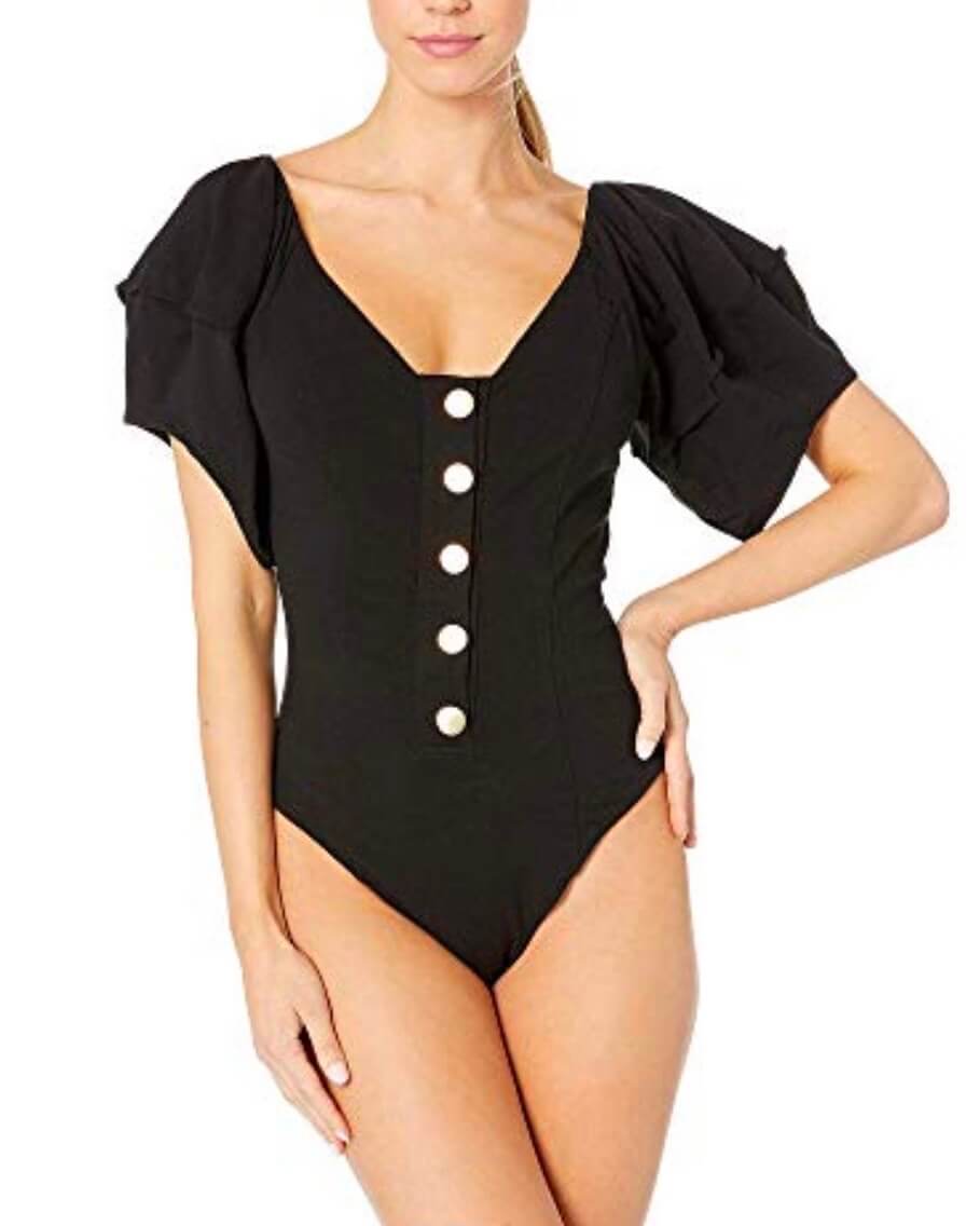 Free People Not so Basic Bodysuit in Black