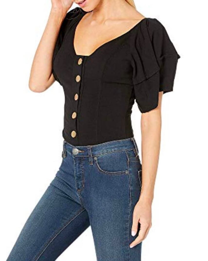 Free People Not so Basic Bodysuit in Black