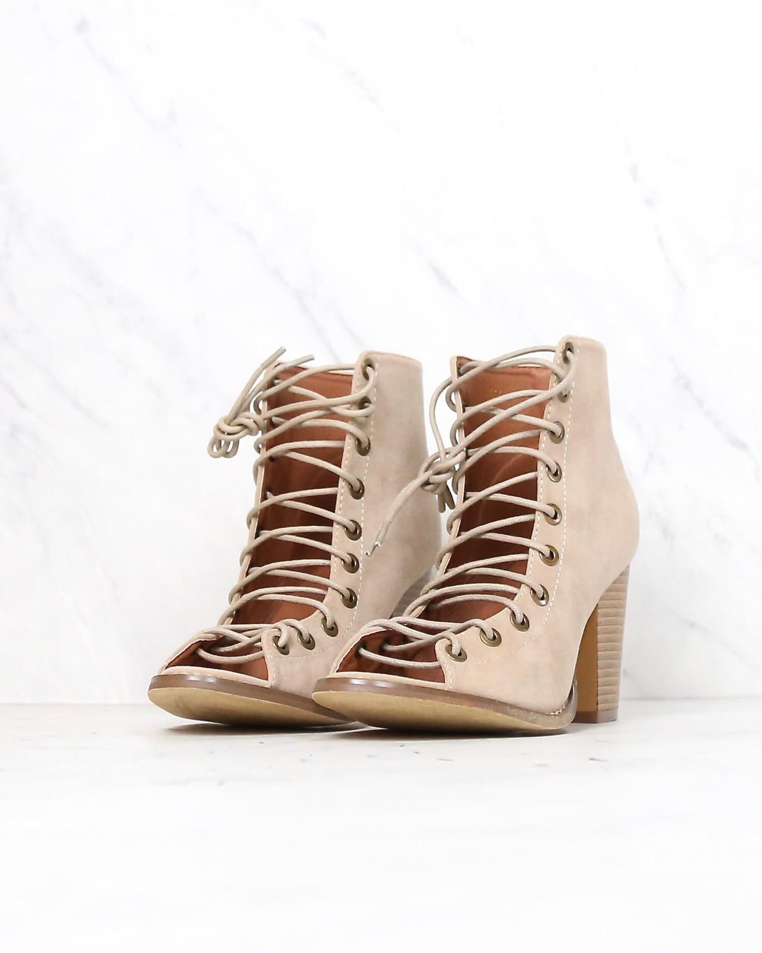 Faux Suede Peep Toe Bootie (Women) - More Colors