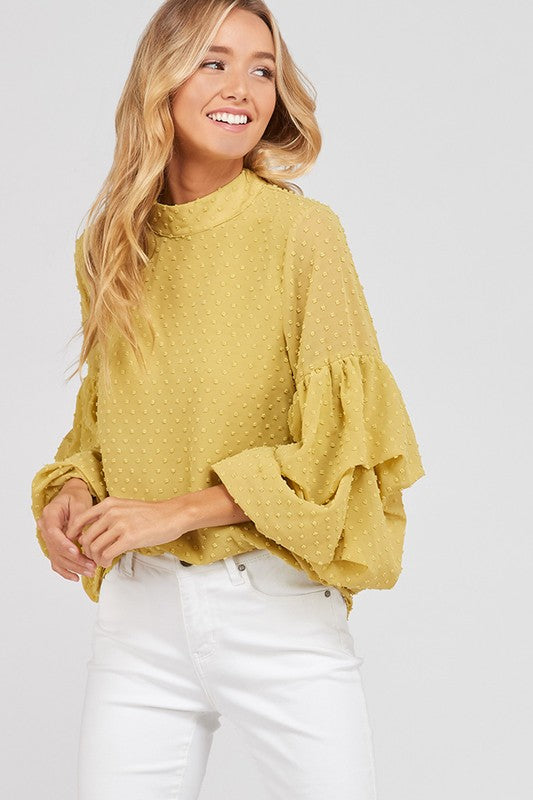 I Got News Bubble Sleeves Woven Women's Top in Mustard