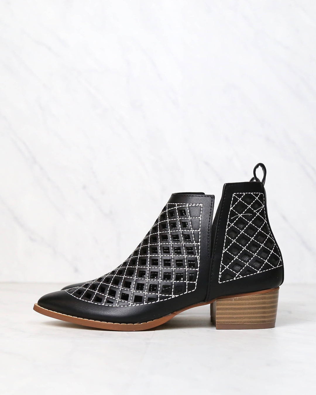 cape robbin - vegan leather cutout booties - BLACK