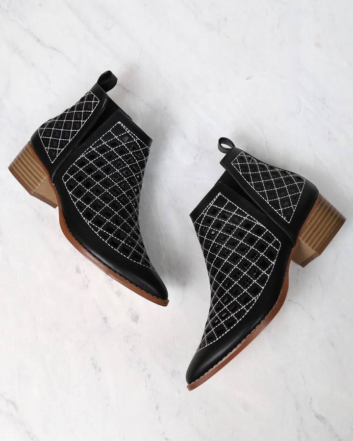 cape robbin - vegan leather cutout booties - BLACK