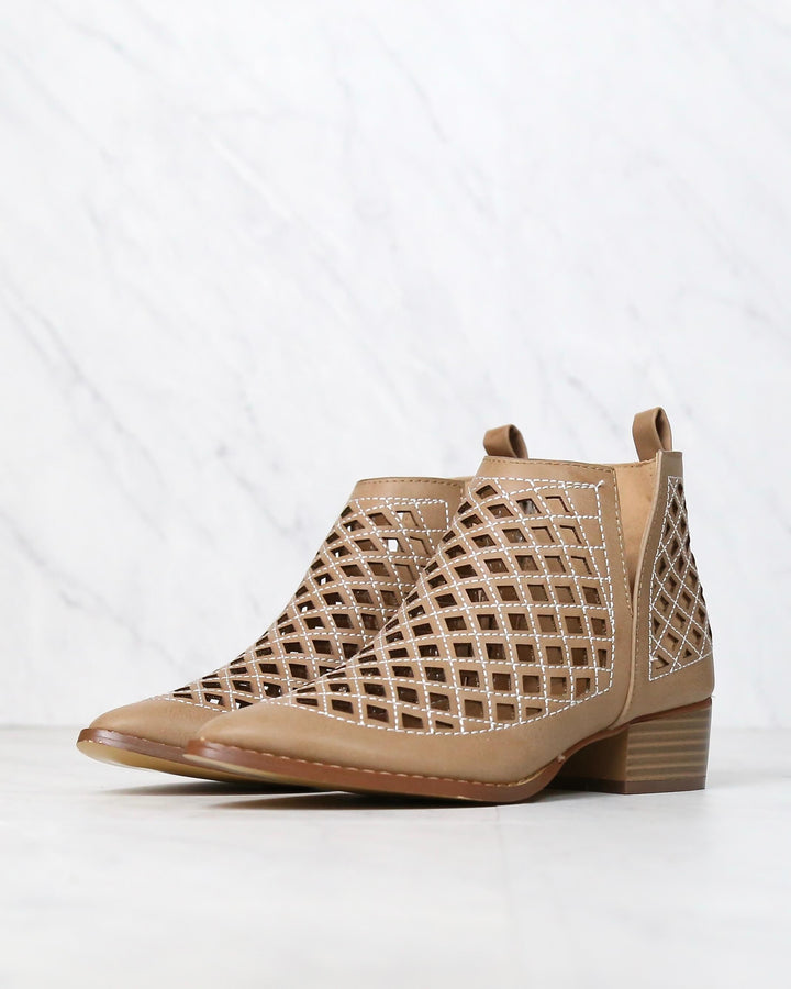 cape robbin - vegan leather cutout booties - NUDE