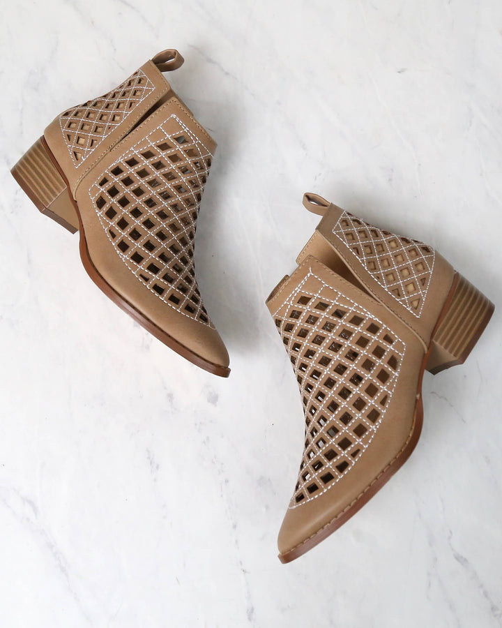 cape robbin - vegan leather cutout booties - NUDE