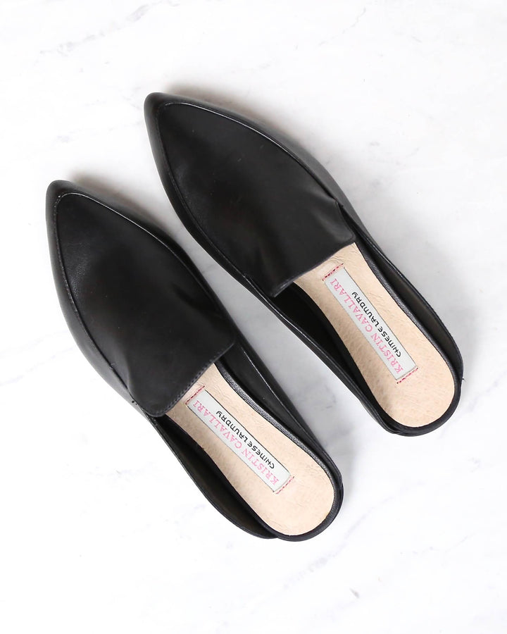 Chinese Laundry x Kristin Cavallari - Capri Black Leather Loafer Slides