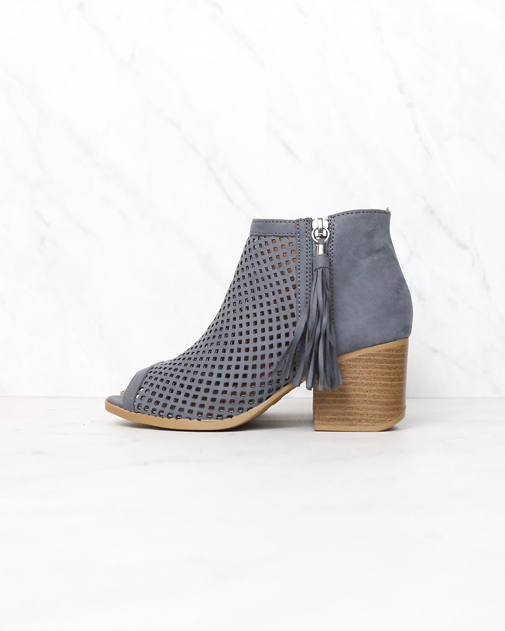 Olivia perforated ankle booties - more colors - STEEL GREY