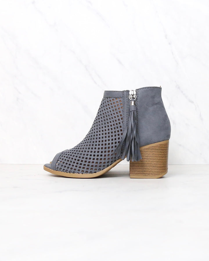 Olivia perforated ankle booties - more colors - STEEL GREY