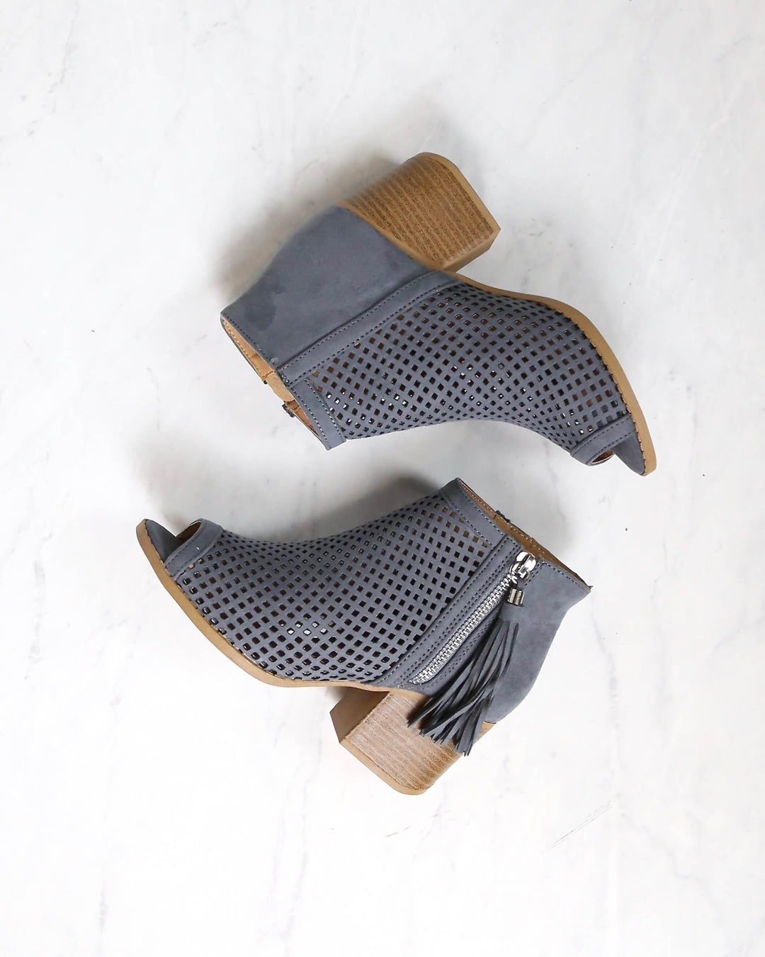 Olivia perforated ankle booties - more colors - STEEL GREY
