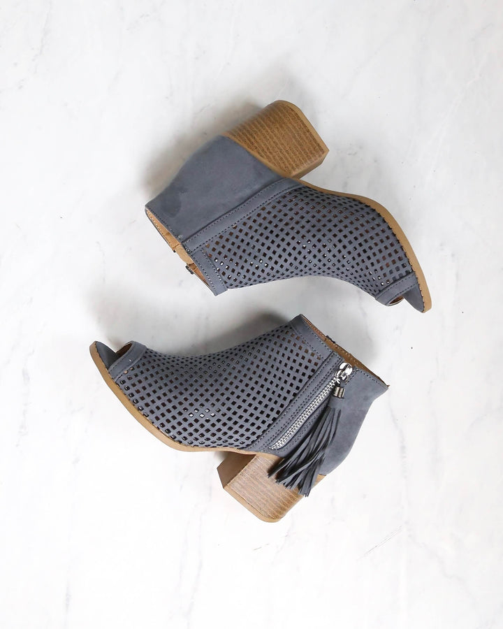 Olivia perforated ankle booties - more colors - STEEL GREY