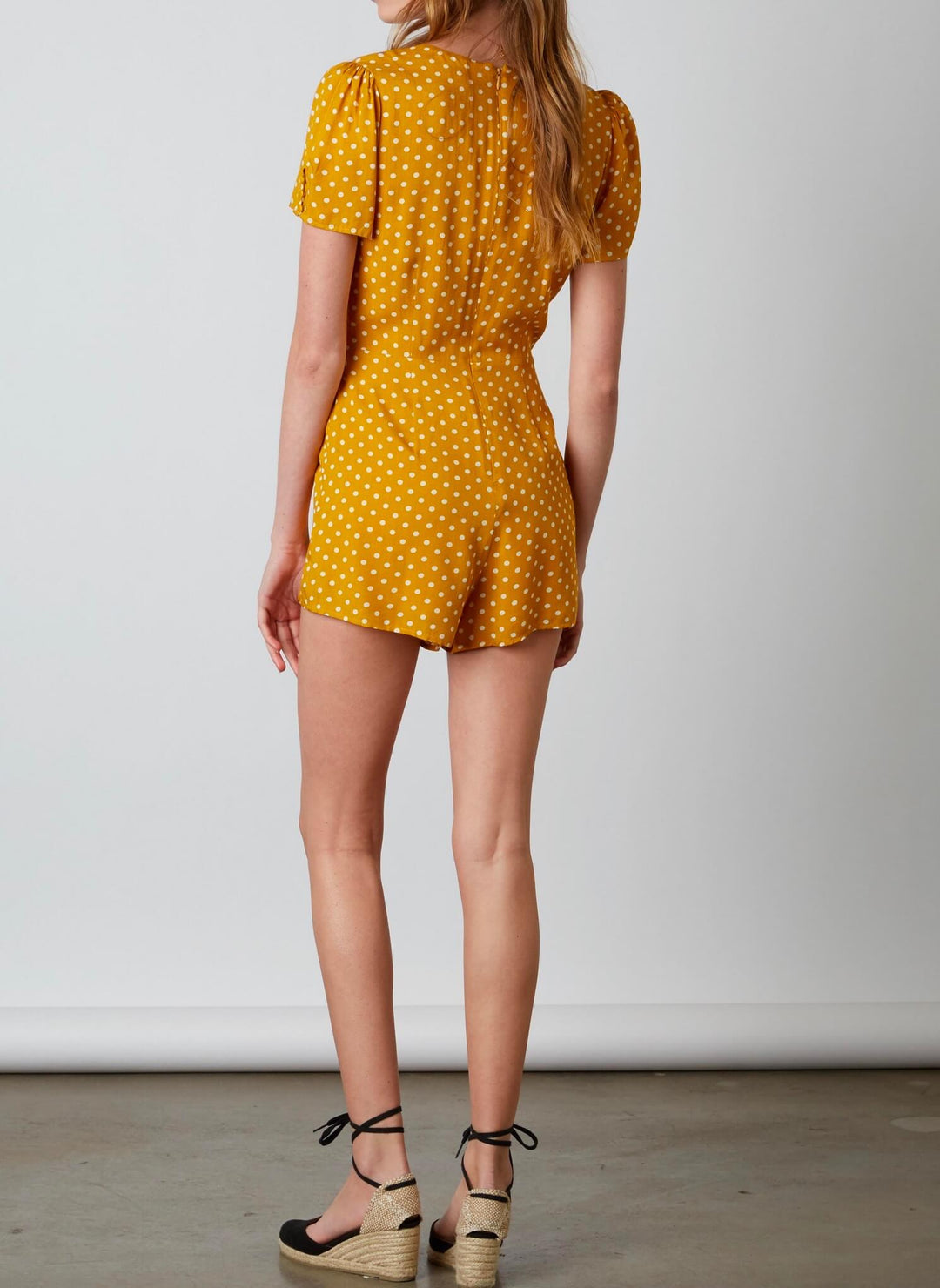 Cotton Candy LA - Shoreditch Polka Dot Romper - mustard/white