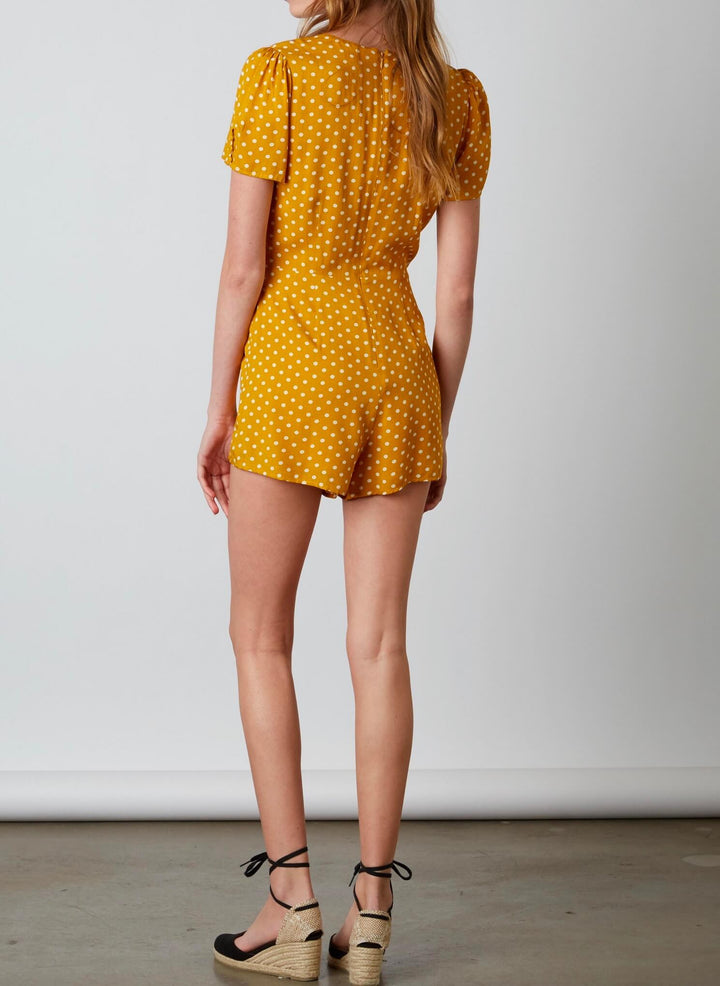 Cotton Candy LA - Shoreditch Polka Dot Romper - mustard/white