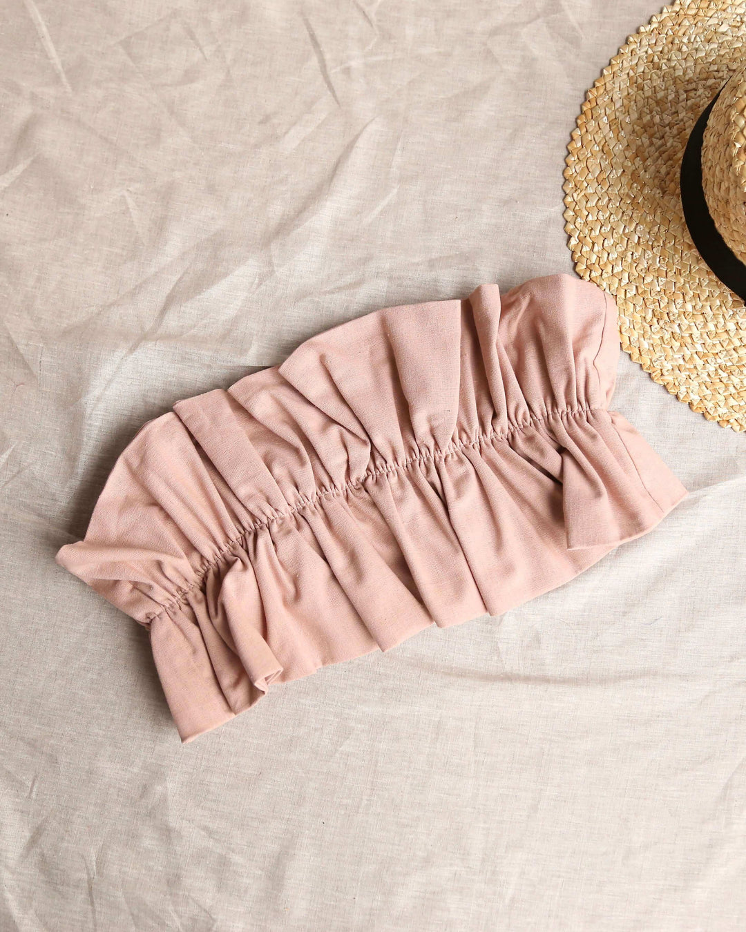 Final Sale - Double Take Ruffled Crop Top in Blush