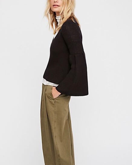 Free People - Damsel Cable Knit Pullover in Black
