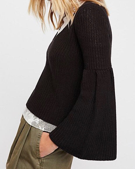 Free People - Damsel Cable Knit Pullover in Black