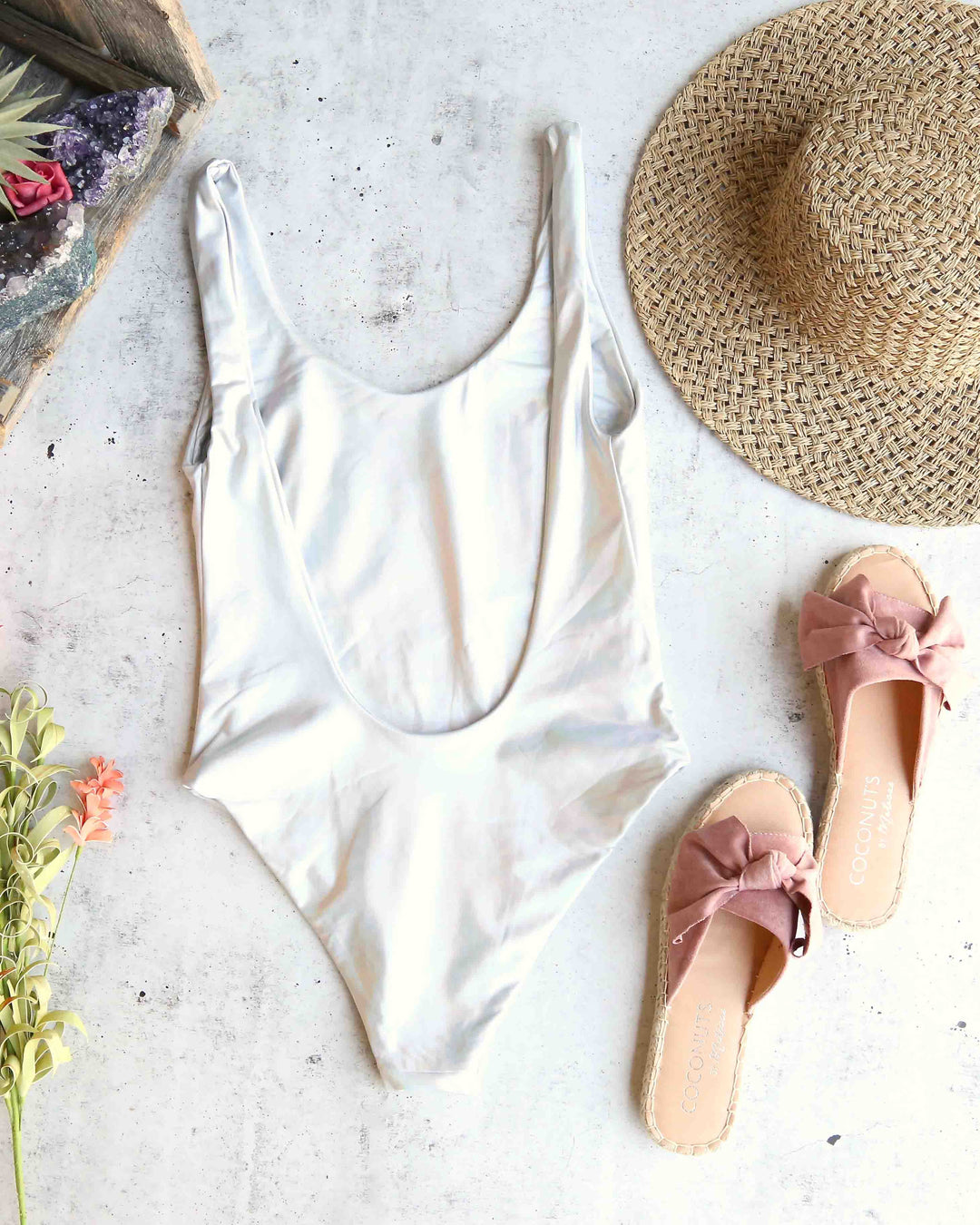 Wife of The Party Seamless U Back One Piece Bikini in Holographic Pink