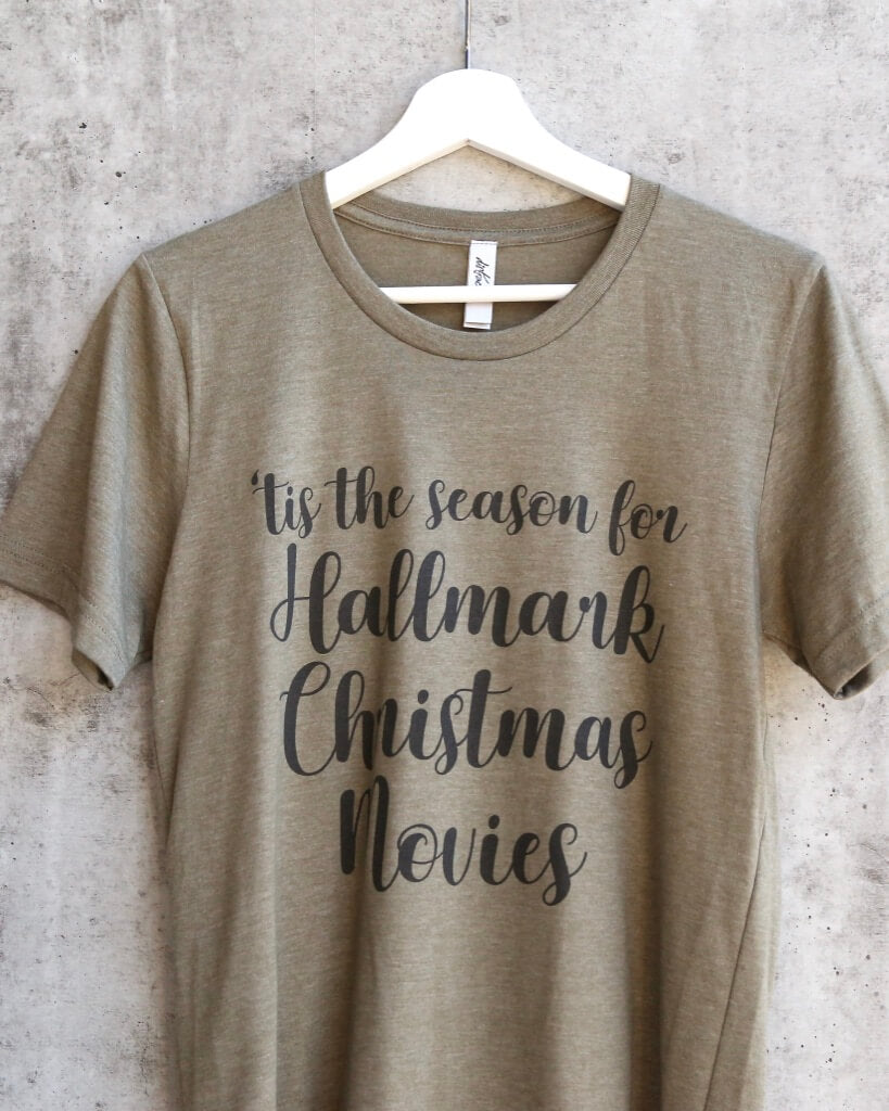 distracted - TIS The Season for Hallmark Christmas Movies Unisex Short Sleeves Graphic Tee - Heather olive
