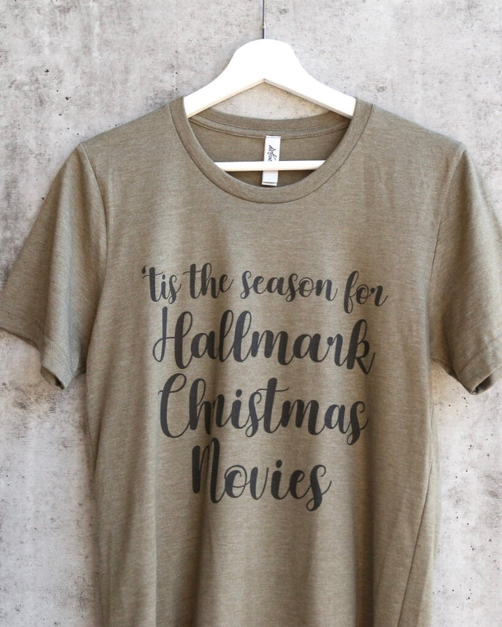 distracted - TIS The Season for Hallmark Christmas Movies Unisex Short Sleeves Graphic Tee - Heather olive