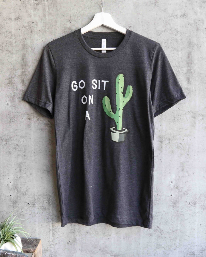 Distracted - Go Sit On a Cactus Unisex Graphic Tee in Dark Charcoal Grey