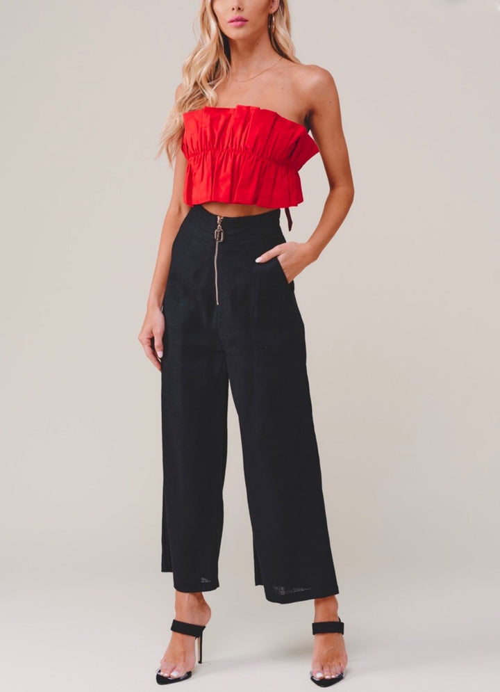 Final Sale - Double Take Ruffled Crop Top in Blush