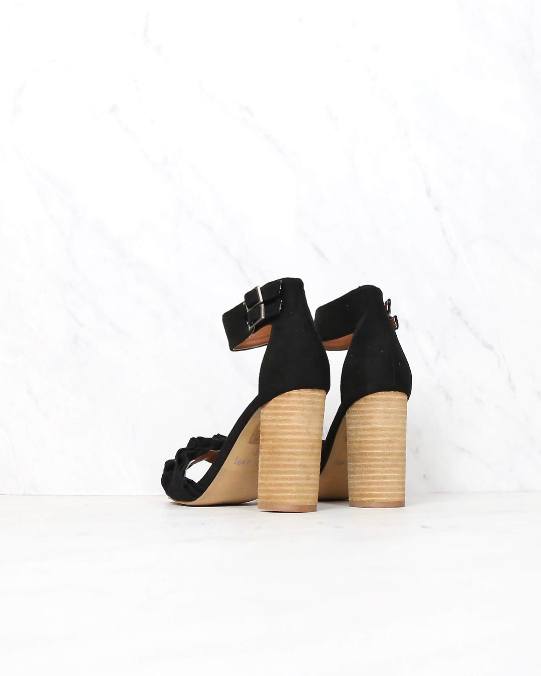 Miracle Miles - Emmeline Ruffle Trimmed Two Band Heels in More Colors