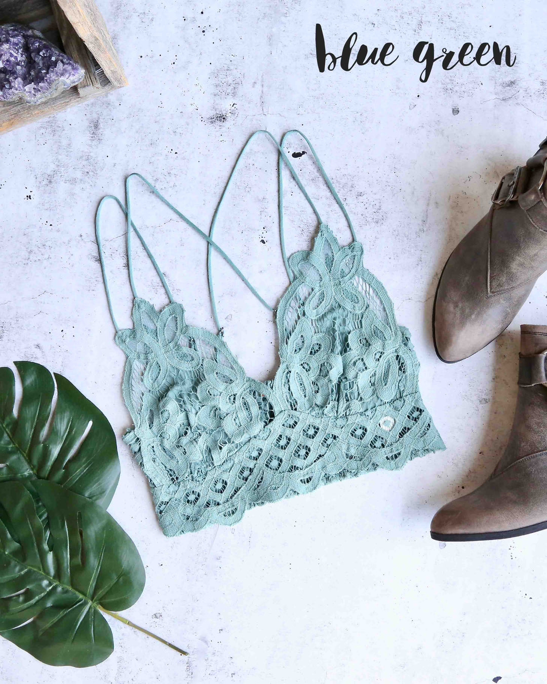 free people - FP ONE adella crochet lace bralette - BLUE GREEN