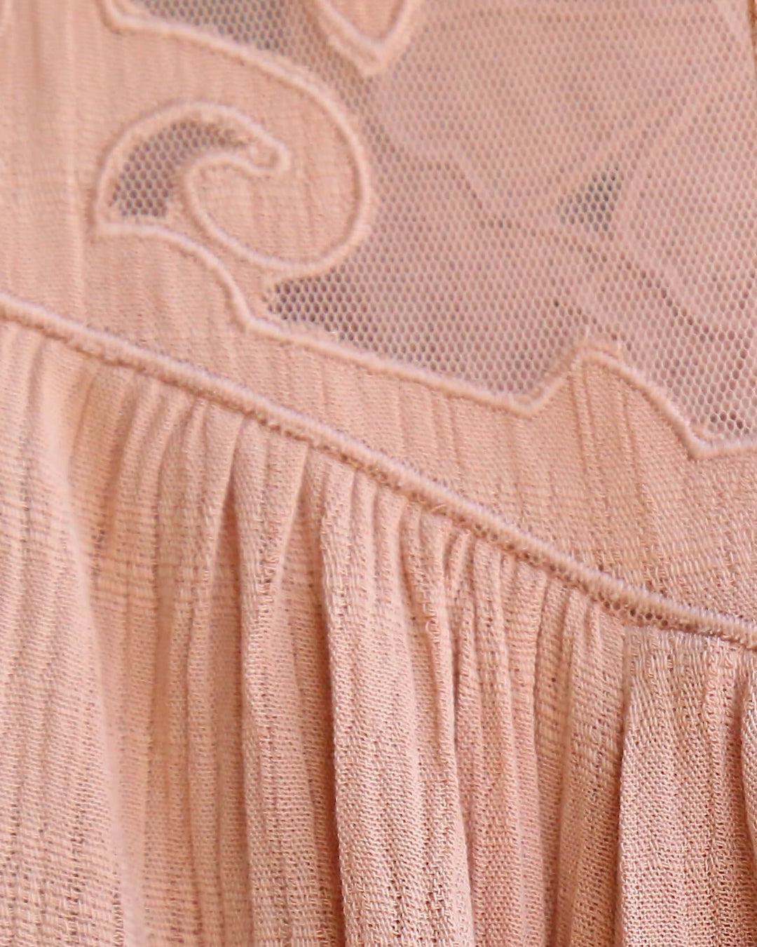 Free People - Western Romance Mesh Applique Top in Rose/Mauve