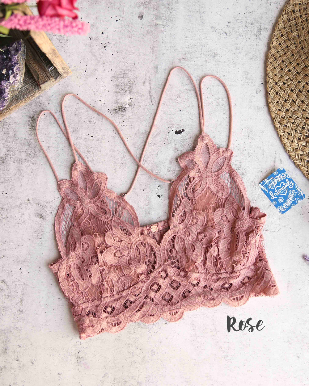 free people - FP ONE adella crochet lace bralette rose