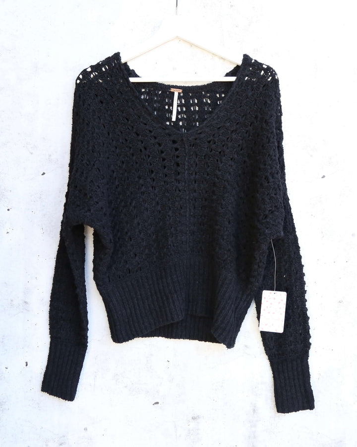 Free People Best Of You V Neck Sweater in Black