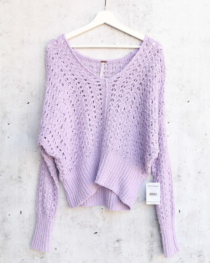Free People Best Of You V Neck Sweater in Purple Moon