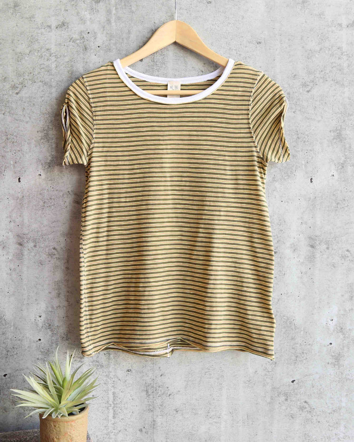 Free People - Stripe Clare Tee in Moss