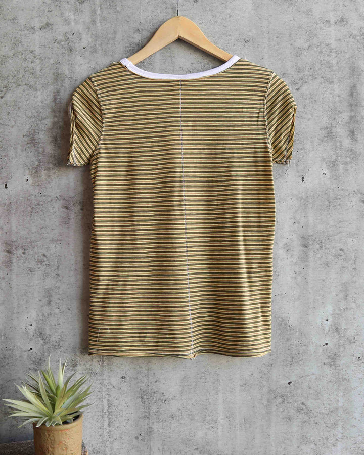 Free People - Stripe Clare Tee in Moss