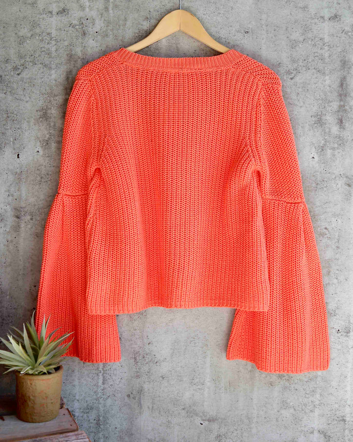 Free People - Damsel Cable Knit Pullover in Coral