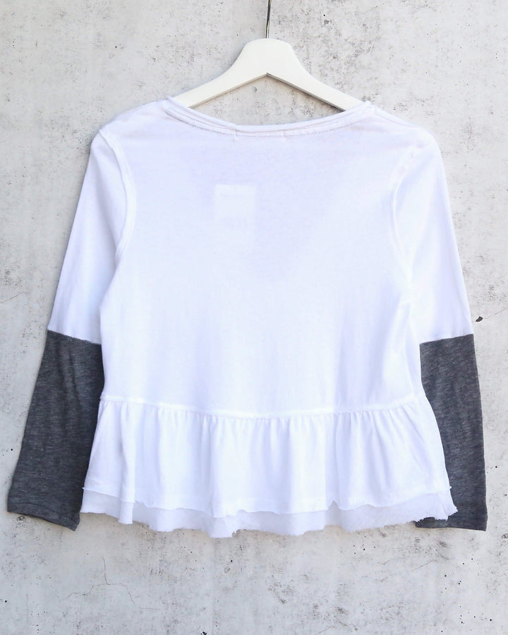 Free People Heart of Mine Colorblock Cotton Top in Ivory/Grey