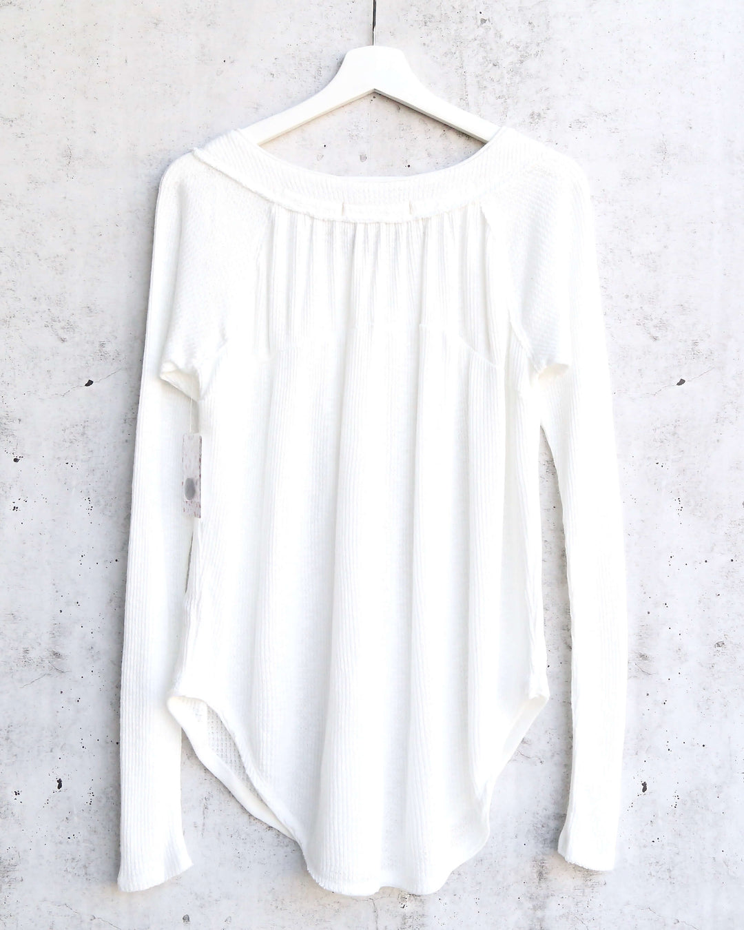 Free People - Must Have Waffle-Knit Henley Tee - Ivory