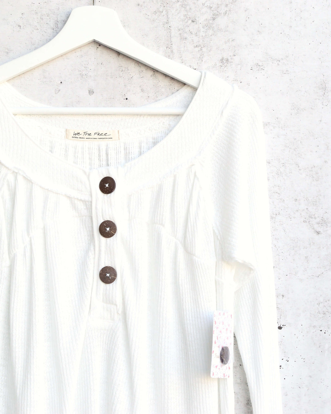 Free People - Must Have Waffle-Knit Henley Tee - Ivory