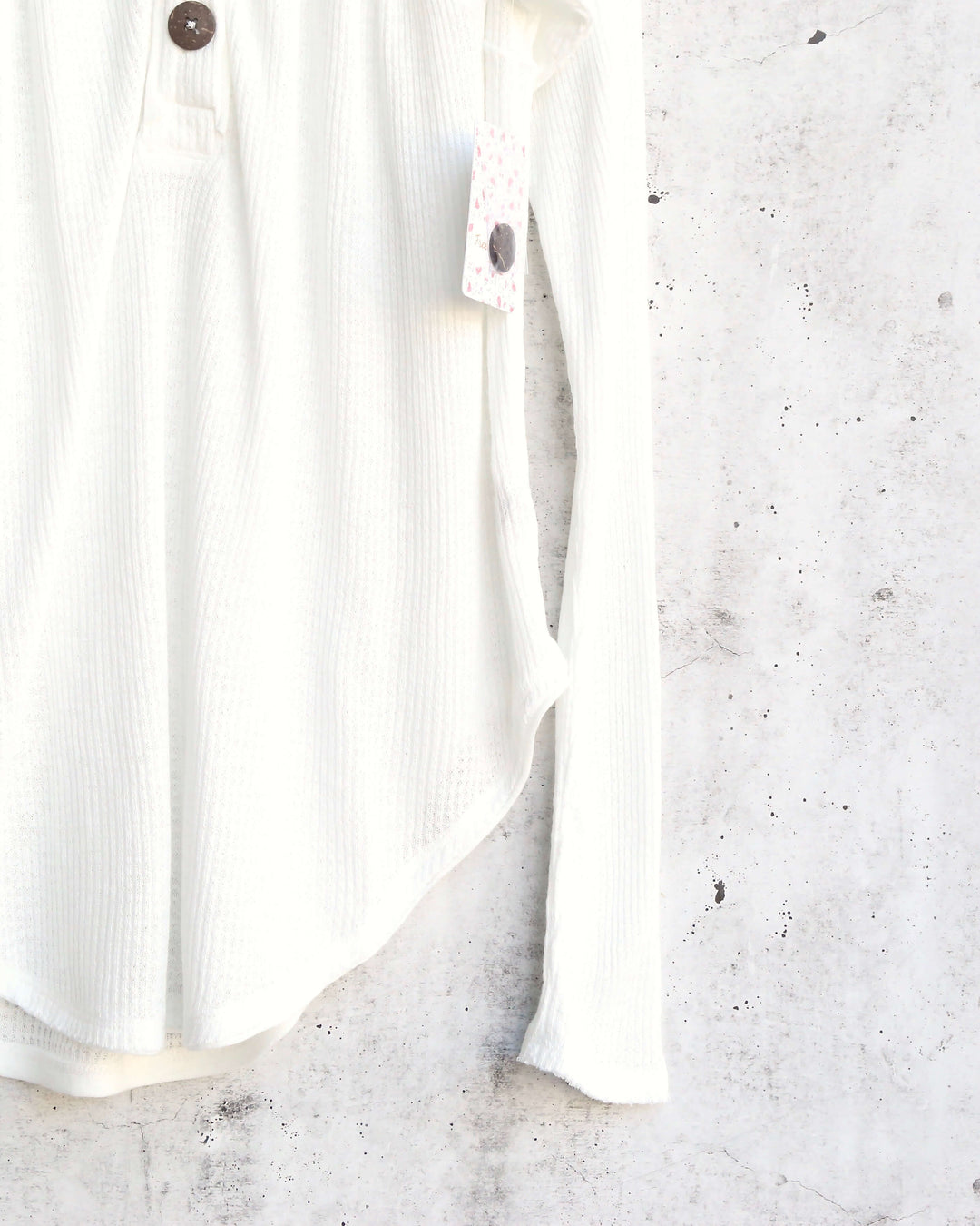 Free People - Must Have Waffle-Knit Henley Tee - Ivory