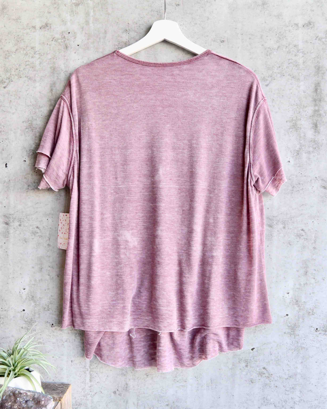 Free People - We The Free - Cloud 9 Frayed Hem Knit Tee in Sangria