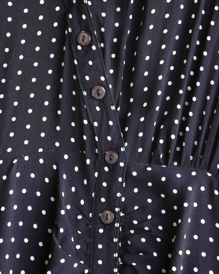 Free People - Pippa Short Sleeve Polka Dot Mini Dress in Black