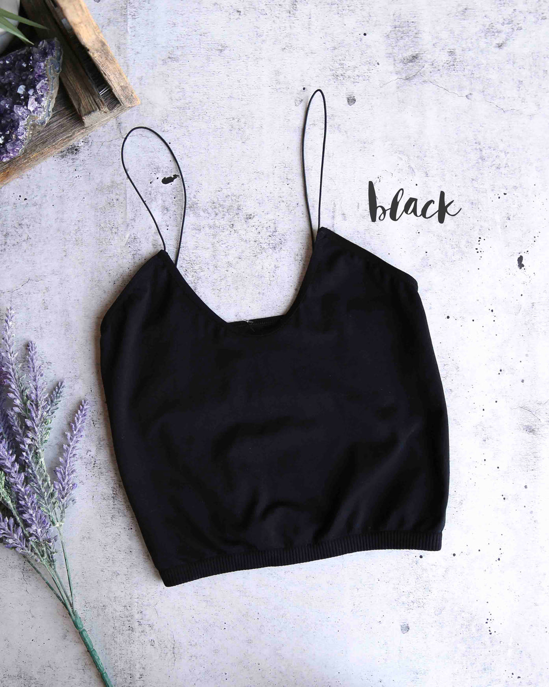 free people - skinny strap brami crop top - BLACK