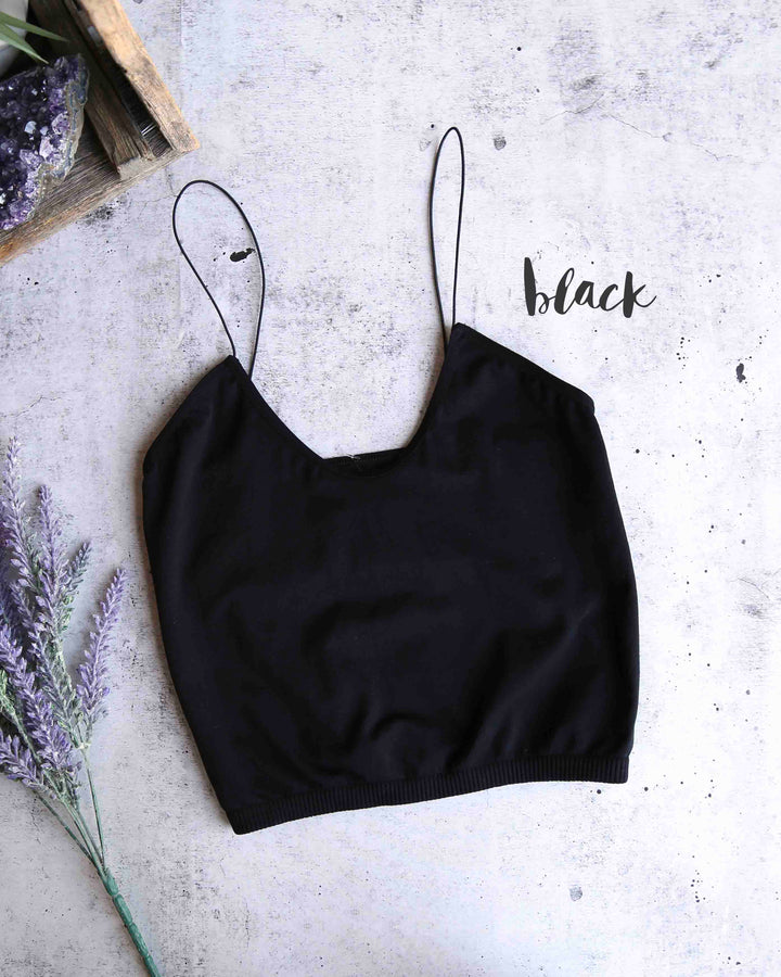 free people - skinny strap brami crop top - BLACK