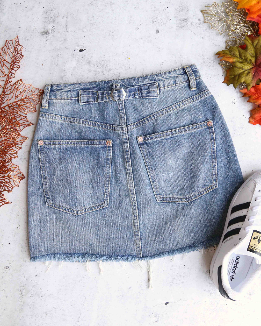 Free People - Rugged A-Line Denim Mini Skirt in Blue