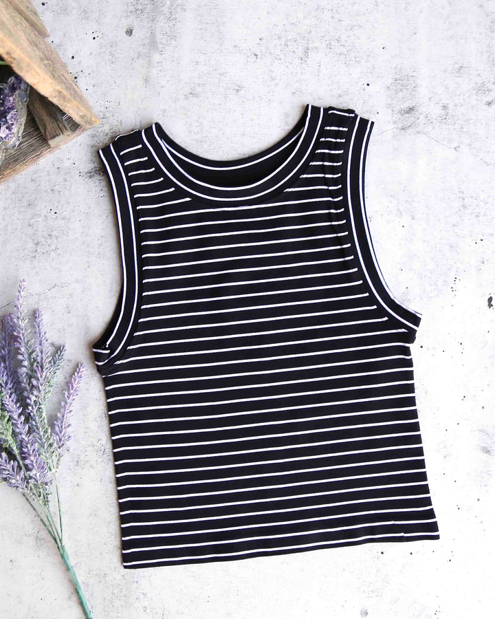 free people - Intimately FP Seamless Stripe Brami Crop Top - black/white