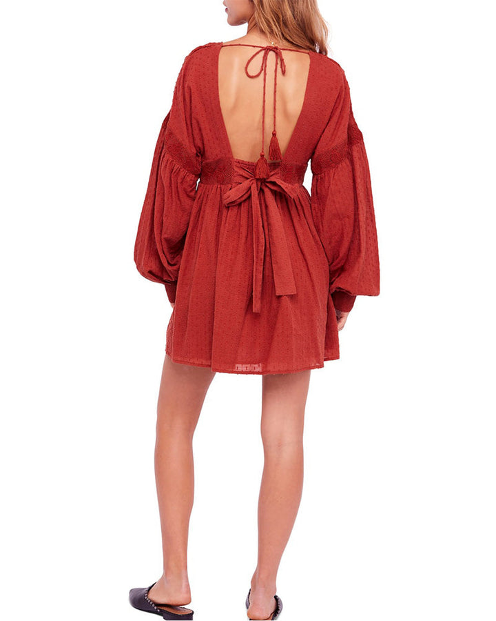 Free People - Sugarpie Mini Swiss Dot Dress in Cinnamon