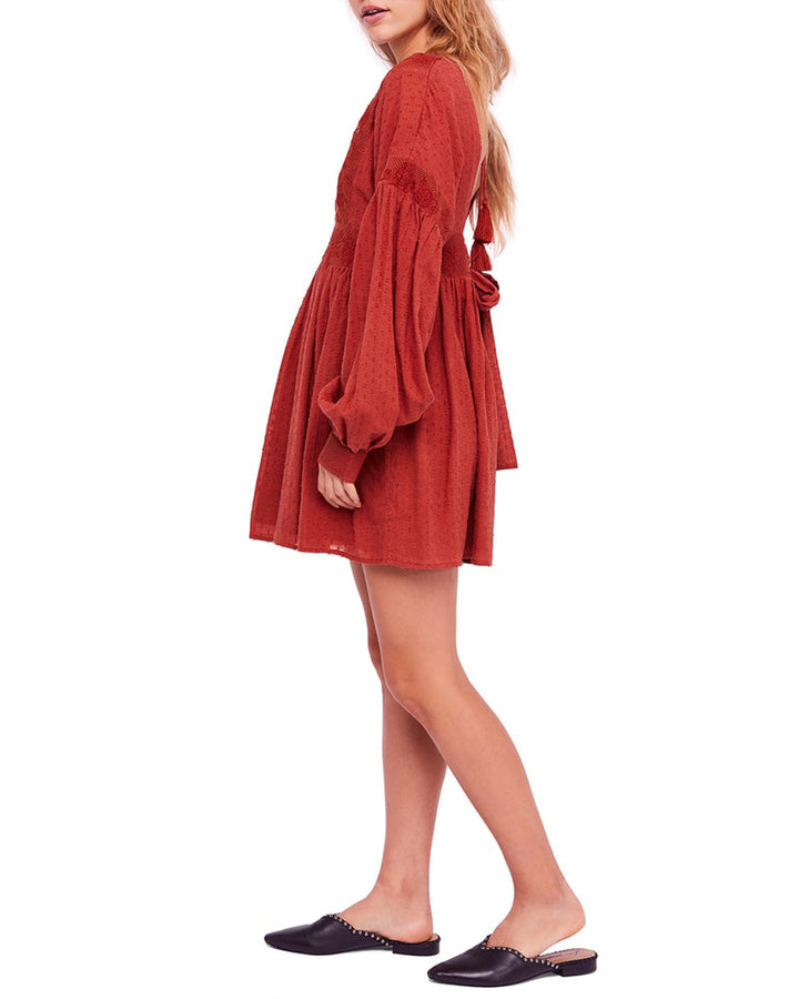 Free People - Sugarpie Mini Swiss Dot Dress in Cinnamon