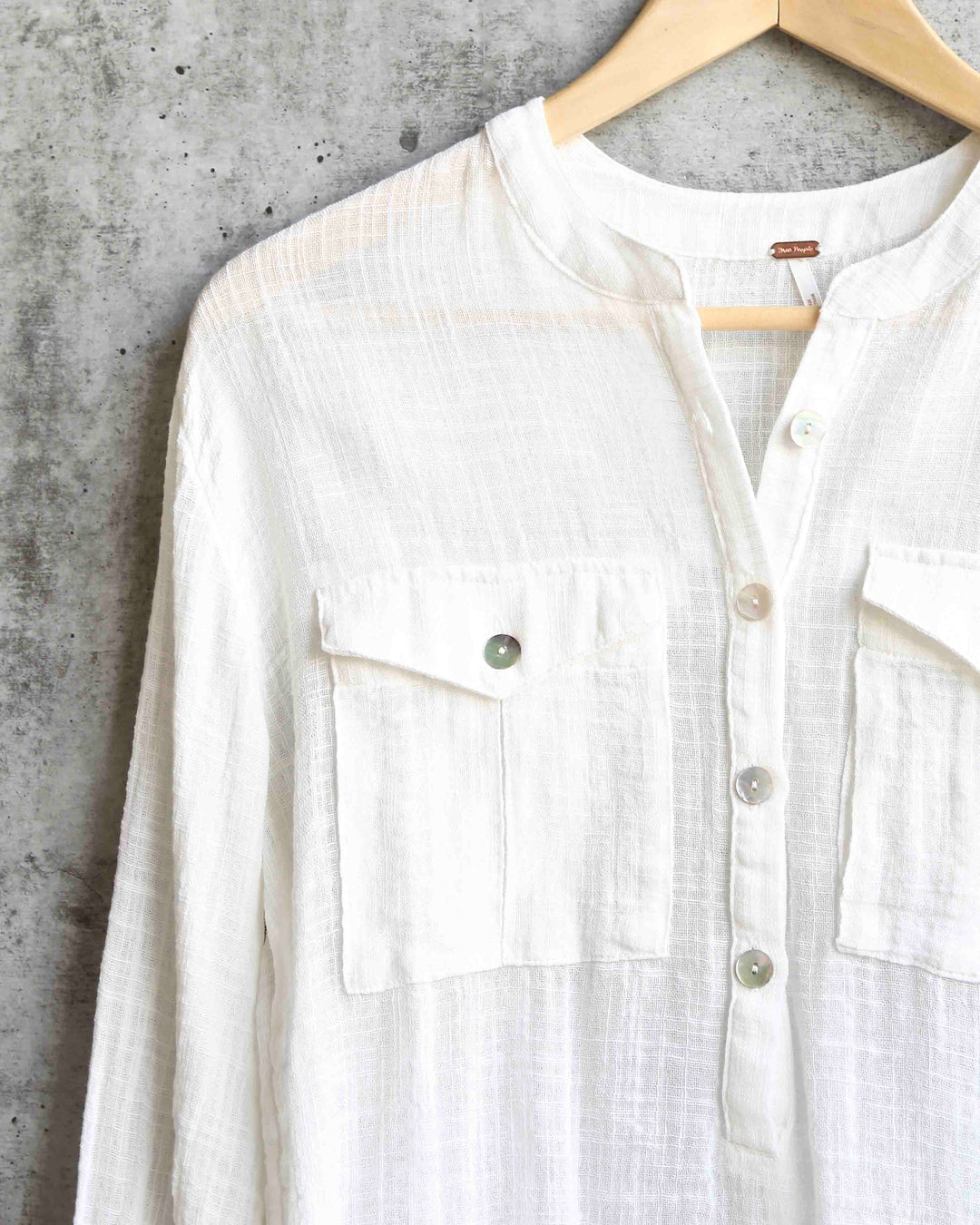 Free People - Talk to Me Lightweight Gauzy Button Down in Ivory