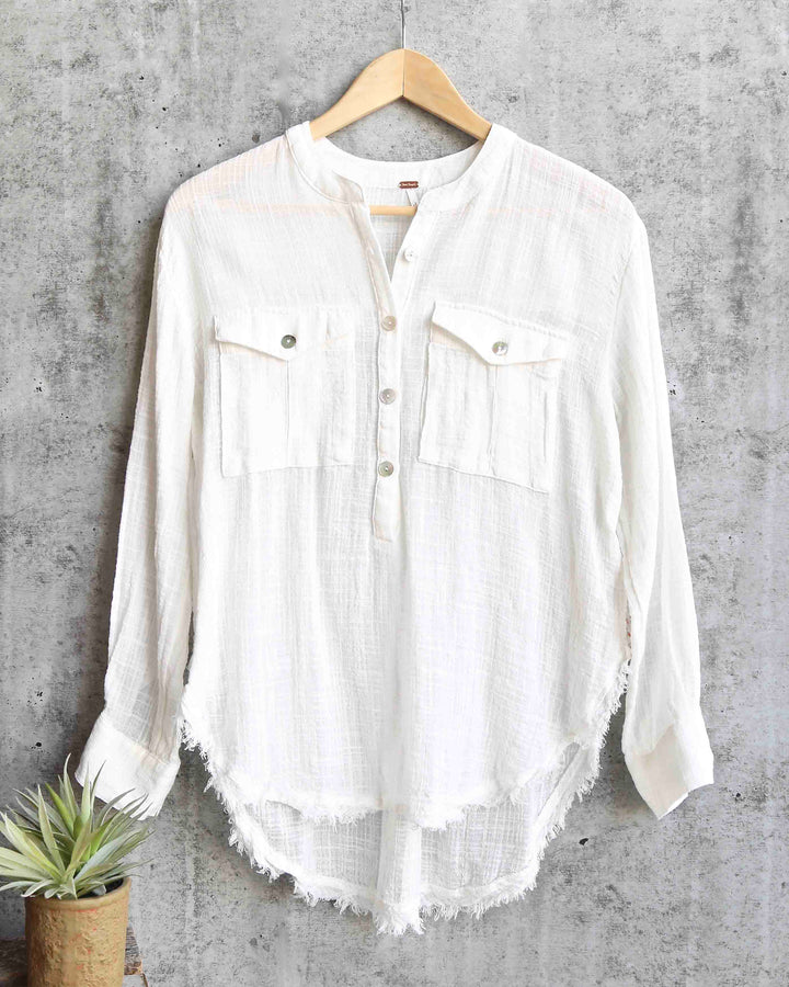 Free People - Talk to Me Lightweight Gauzy Button Down in Ivory
