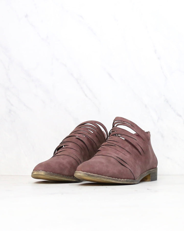 anastasia shredded ankle bootie - PURPLE