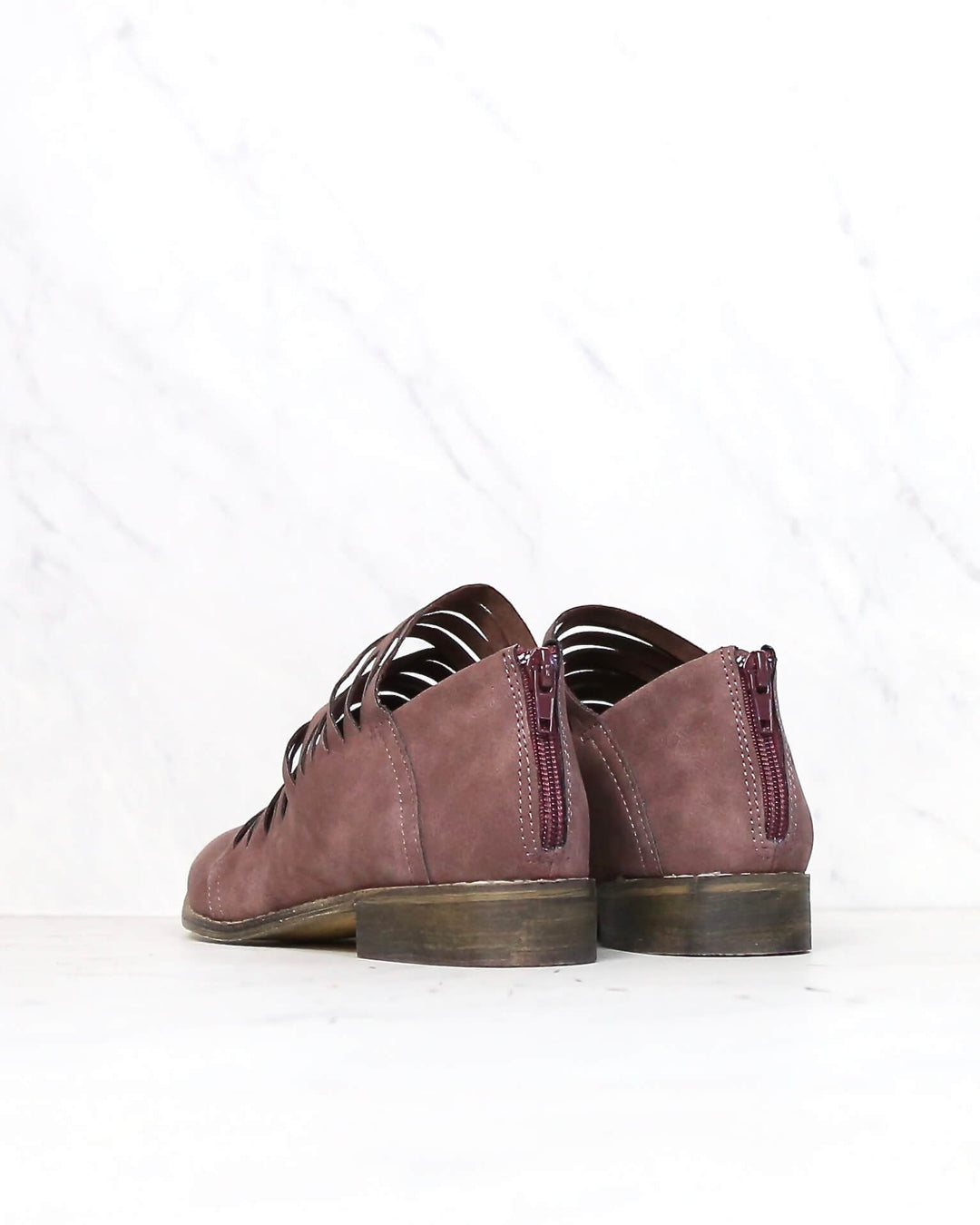 anastasia shredded ankle bootie - PURPLE