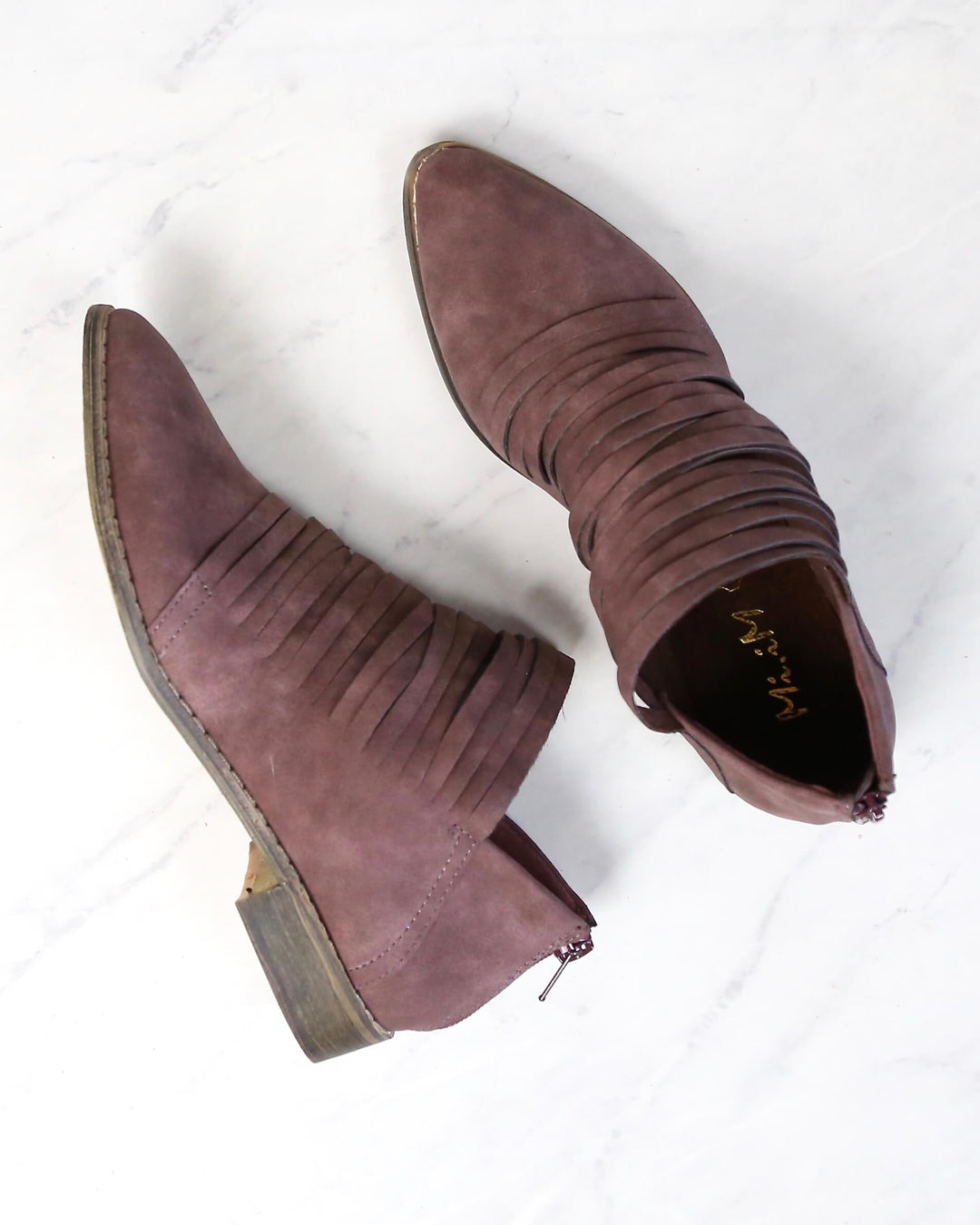 anastasia shredded ankle bootie - PURPLE